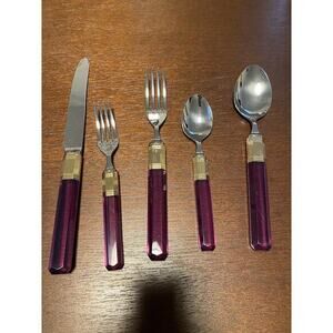 Mikasa Laslo Amethyst 5 Piece‎ Silverware Set
